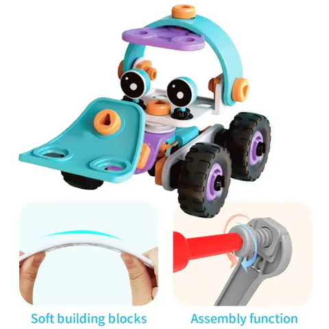 DIY Soft Rubber Building Puzzle Truck Toy Set for Kids – Creative 3D Assembly Construction Vehicle Toy with Flexible Pieces, Safe Educational STEM Learning Toy for Toddlers and Children - Random Color