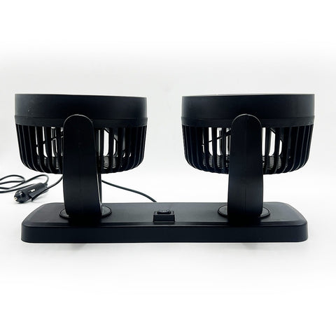 Car Fan Dual Head 4-Inch 12V/24V – 360° Rotating Low Noise Cooling Fan with Cigarette Lighter Plug – 100% Copper Motor – Universal for Cars, SUVs &amp; Trucks With Box