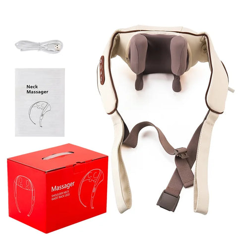 Electric Neck and Shoulder Massager Wireless Kneading Neck and Back Massage Pillow Neck Back Relaxing Massage Shawl (Random Color)