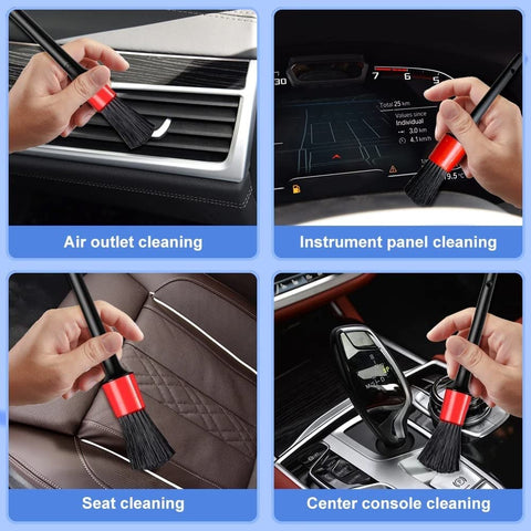 5 pcs Car Detailing Brushes Set | Car Cleaning Brush | Car Interior Cleaning Brush for Exterior,Leather, Air Vents &amp; Emblems | Different Sizes with Hanging Holder Option