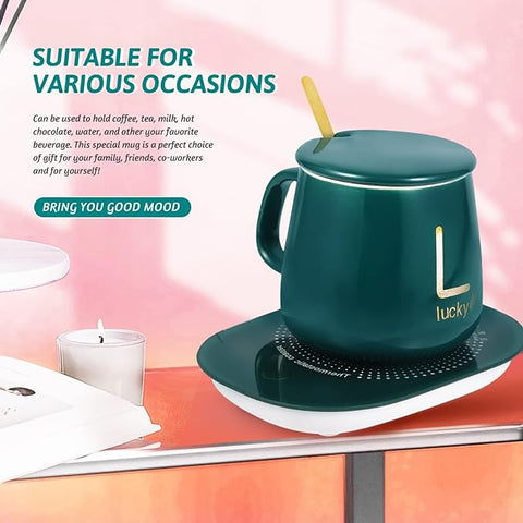 Electric Heated Coffee Mug with Temperature Controlled Pad (random color)