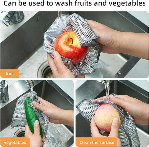 Dish washing Cleaning cloth | Wire Dish washing Rugs for Wet and Dry, Metal Wire Dish Towels for Kitchen, Dishes