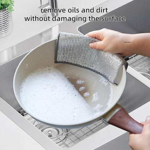 Dish washing Cleaning cloth | Wire Dish washing Rugs for Wet and Dry, Metal Wire Dish Towels for Kitchen, Dishes