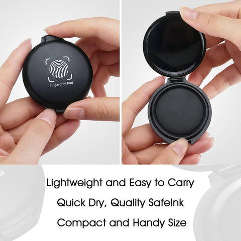Black Stamp Pad Waterproof Mini Fingerprint Ink Pad Portable Black Thumbprint Ink Pad Identification Security