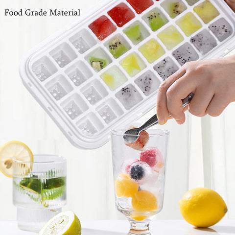 32 grid Silicone Ice Cube Tray with Lid Cover  (Random color)