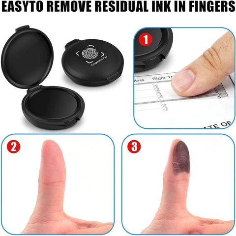 Black Stamp Pad Waterproof Mini Fingerprint Ink Pad Portable Black Thumbprint Ink Pad Identification Security