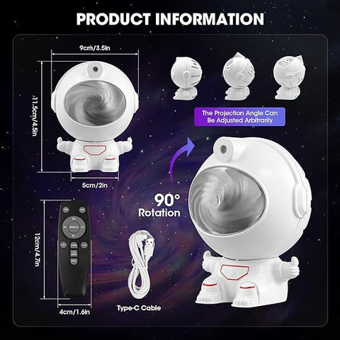 Astronaut Star Projector, Kids Night Light, Nebula Projector Light. Galaxy Bedroom Projector,