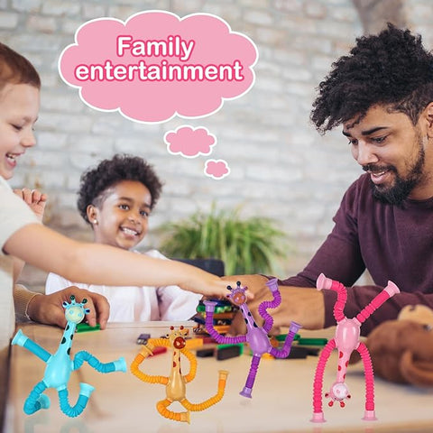 1 Pcs of Animal Pop Tubes Cartoon Giraffe Suction Cup Toys Kids | Stress Relief Squeeze Toys
