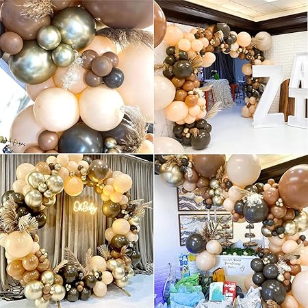 Balloon Garland Kit Coffee Brown for Garland Theme Party Birthday Baby Shower Wedding Decorations (155 pcs of different balloons in 1 packet)