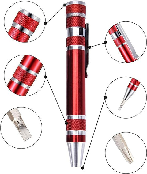 8 in 1 screwdrivers tool pen | Precision Pocket Screwdriver Set Mini Gadgets Repair Tool Mini Pen Screwdriver Set Multi-function Magnetic Screwdriver Kit (Random color) (1 pc)