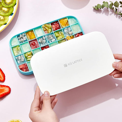 32 grid Silicone Ice Cube Tray with Lid Cover  (Random color)