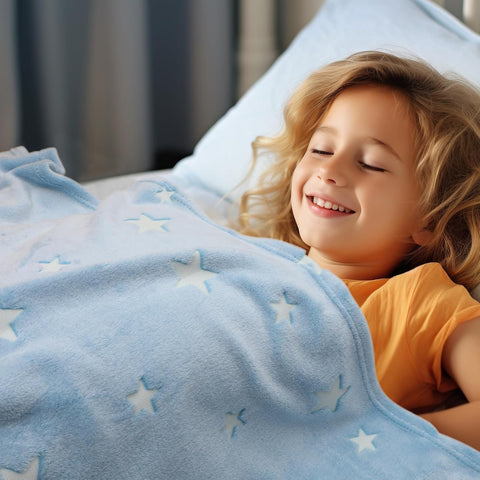 Glow in The Dark Stars Blanket Soft Cozy Blankets for Bed Couch Sofa Camping Travel, (random design )