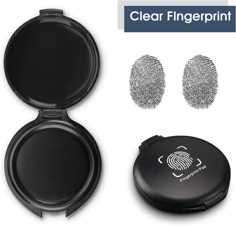Black Stamp Pad Waterproof Mini Fingerprint Ink Pad Portable Black Thumbprint Ink Pad Identification Security