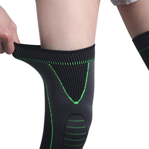 1 PCS Compression Knee Pads Support Sleeve Protector Elastic Kneepad Brace Spring Support Volleyball Running Silicone Long Full Legs Sleeve Arthritis Running Gym Sport