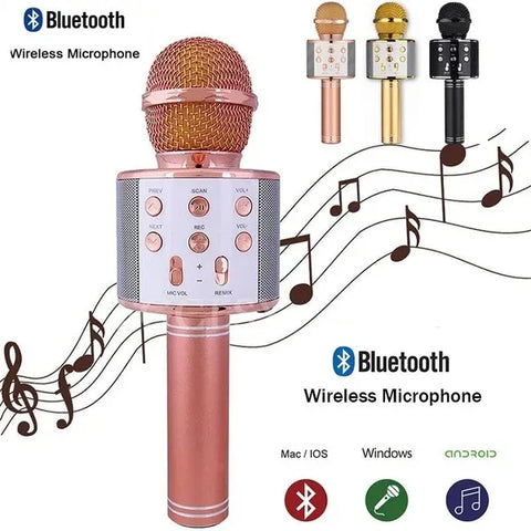 Bluetooth Microphone Karaoke Wireless Microphone Professional Speaker Handheld Microfone Player Singing Recorder Mic WS-858 KTV Microphone and Hifi Speaker