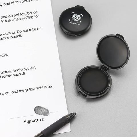 Black Stamp Pad Waterproof Mini Fingerprint Ink Pad Portable Black Thumbprint Ink Pad Identification Security