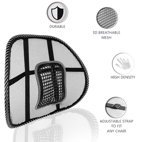 1 piece Lumbar Back Support, Mesh Cushion Backrest for Office Home Car Seat Portable Breathable Work Chair Rest Massage Beads for Lower Body Pain Relief