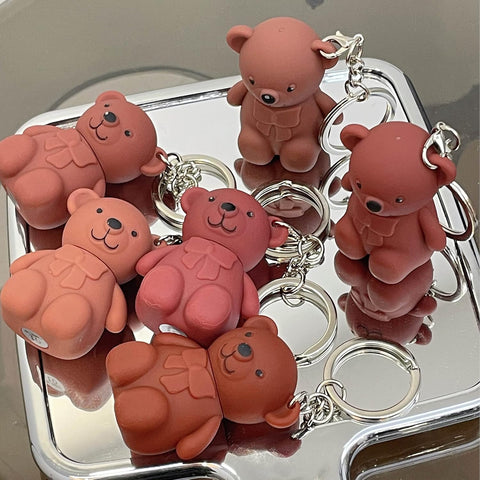 6-Piece Cute Bear Keychain Liquid Lipstick Set – Mist Matte Velvet Finish, Moisturizing Lip Stain, Waterproof &amp; Long-Lasting Lip Gloss (6 Colors)
