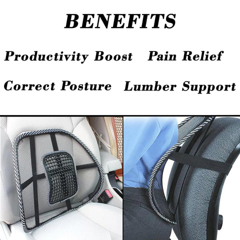 1 piece Lumbar Back Support, Mesh Cushion Backrest for Office Home Car Seat Portable Breathable Work Chair Rest Massage Beads for Lower Body Pain Relief