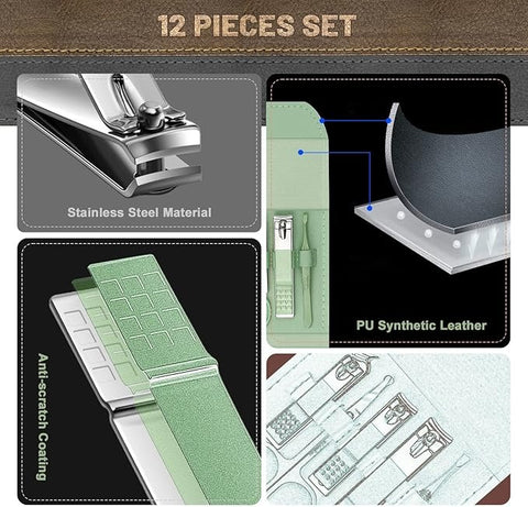 12 pcs Manicure Pedicure Kit - Care From Home - Best Quality Manicure Pedicure Kit (Random Color)