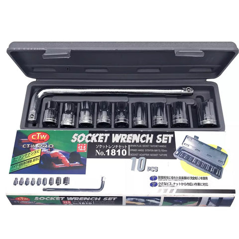 CTW-1810 | 10 Piece High Quality Socket Wrench Set Spanner Car Machine Repair Service Tools Kit | Best Quality Tool Kit 