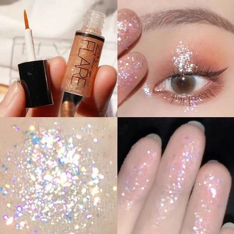 6 PCs set Liquid Glitter Eyeliner, Metallic Shimmer Glitter Eyeshadow, Long Lasting Waterproof Sparkling Eyeliner Eye Shadow
