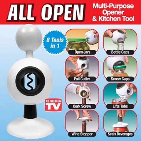 All Open 8 in 1 Multi-purpose Opener &amp; Kitchen Tool | Destapador Multiusos 8-en-1 Destapa todo.