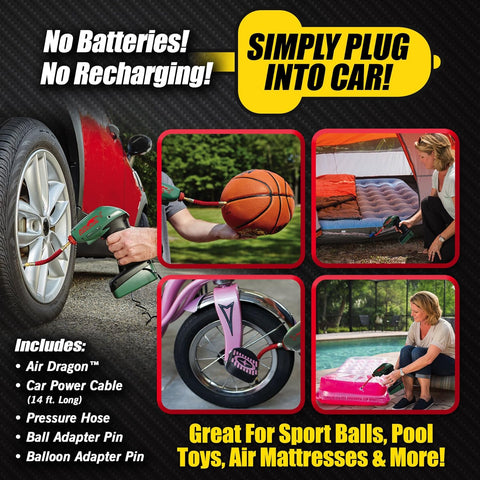 Air Dragon Portable Air Compressor Build in Light Great For Sport Ball, Pool Toys, Air Mattresses