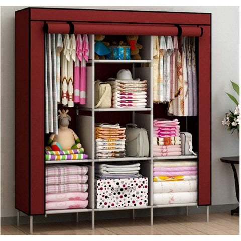3 Door Fancy &amp; Portable Foldable Closet Wardrobe Storage Organizer with Shelves Foe Multi Purpose