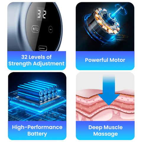 4 in 1 Multi-Function Vibration Massage Gun Professional Ultra Quiet Pain Relief Whole Body Massagers with 4 Heads and Different Level of Speeds (Random colors)