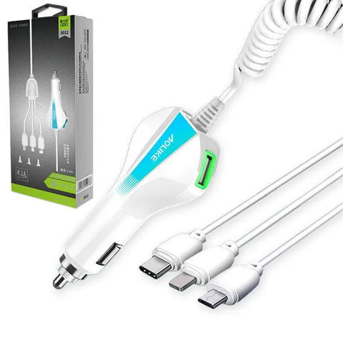 Aolike 5012 Car Phone Charger  USB Fast Charge One Drag 3in1 Universal Car Charger