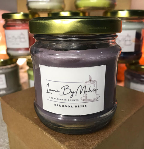 Bakhoor Bliss A Touch of Arabian Luxury – Handmade Oud &amp; Amber Soy Wax Candle - 100 gram