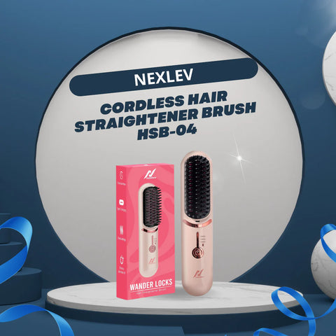 Compact and Portable Hair Styling: Nexlev HSB-04 Cordless Hair Straightener Brush