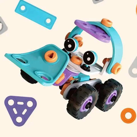 DIY Soft Rubber Building Puzzle Truck Toy Set for Kids – Creative 3D Assembly Construction Vehicle Toy with Flexible Pieces, Safe Educational STEM Learning Toy for Toddlers and Children - Random Color