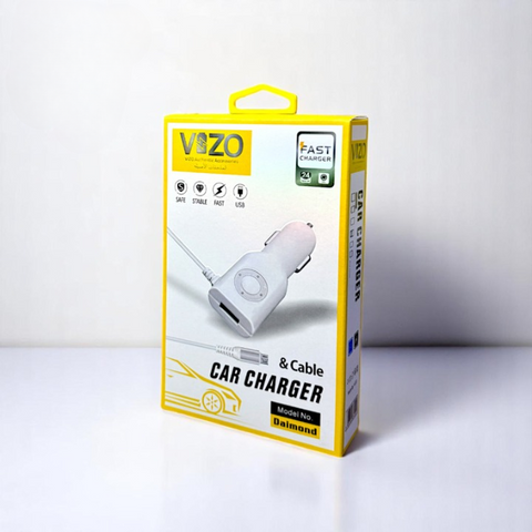 Diamond Car Charger with Built-in Micro Cable &amp; LED Light | Car Charger - Micro Cable Charger 