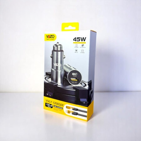 Car45 Volt Series – Dual Port Smart Car Charger (with V999 4-in-1 Cable) | Car Charger - Portable Charger For Car | Vizo Car Charger | Vizo Car45