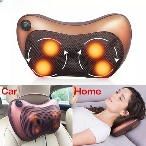 Car and Home Massage Pillow Electric Massager for Neck, Back, Shoulder, Waist, Muscle Pain Relief with Heat Function
