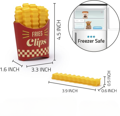 12pcs set Creative French Fries Bag Sealer with Holder Fridge Magnet Bag Clips Food Seal Clip Keep Fresh Snack Sealing Clamp