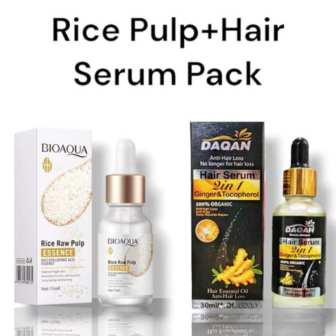 Bioaqua Rice Raw Face Whitening Essence and Daqan Anti Hair loss Serum - Hair Care deal