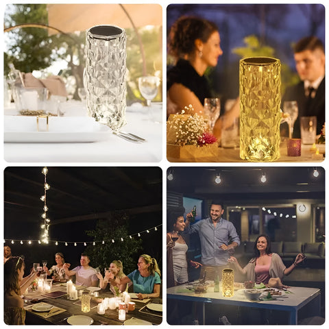 16 Colors Diamond Rose Crystal Lamp Bedside Acrylic  Table Lamp | Led Diamond Touch Lamp With Remote