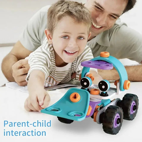 DIY Soft Rubber Building Puzzle Truck Toy Set for Kids – Creative 3D Assembly Construction Vehicle Toy with Flexible Pieces, Safe Educational STEM Learning Toy for Toddlers and Children - Random Color