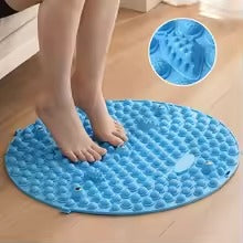 Circular jogging finger press board, foot massage foot pad, adult toe press board, meridian through soft silicone pedal board (Blue)