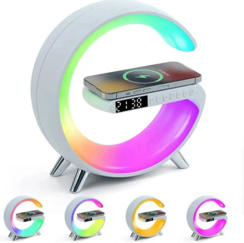 G11  G Shape Bluetooth Speaker Multifunctional Lamp Digital Alarm Wirless Charging Memory Card Supported