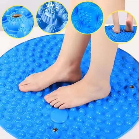 Circular jogging finger press board, foot massage foot pad, adult toe press board, meridian through soft silicone pedal board (Blue)