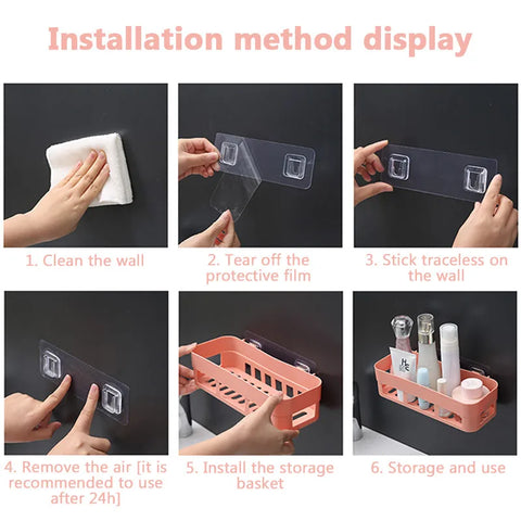 1 PCs Bathroom Shelf Bathroom Adhesive Storage Rack Kitchen Home Decoration(random color )