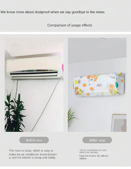 Air Conditioner Dust Cover Wall Mounted Indoor Hanging Dustproof Protective Cover (Random Print) 1 ton