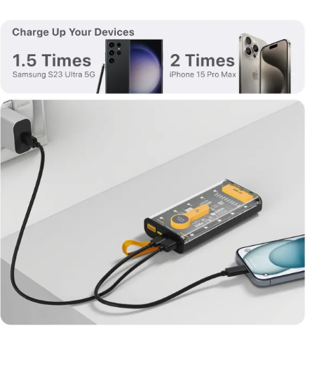 20,000 mAh Power Bank.(66W Transparent high capacity PD20W) Super Fast Charging.