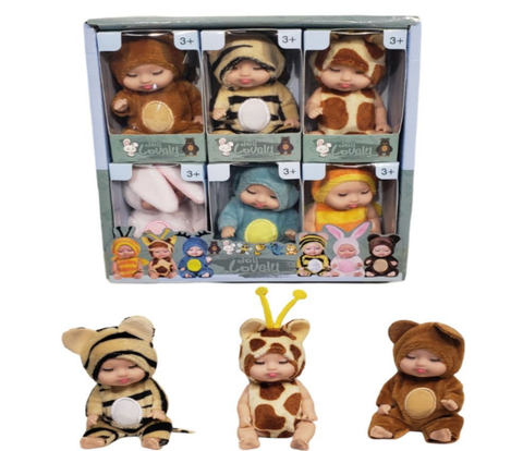 3.5' Sleeping Baby, 6Pcs/D.Bx Flat Pack | New Mini Reborn Baby Doll Set with Clothes | Realistic Toy for Children