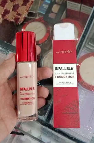 Emelie Infallible Fresh Wear Liquid Foundation with Sunscreen SPF 25 – Lightweight Coverage for Smooth, Flawless Skin