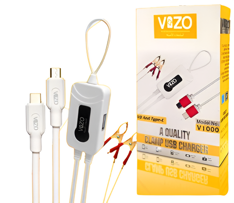 4 in-1 Charger V1000 CLAMP USB Charger | Data Charging Cable for android mobile phones